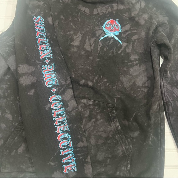 SULLEN Ghost Badge Hooded Sweatshirt Black Dark Grey Crystal Hoodie XL - Picture 7 of 9